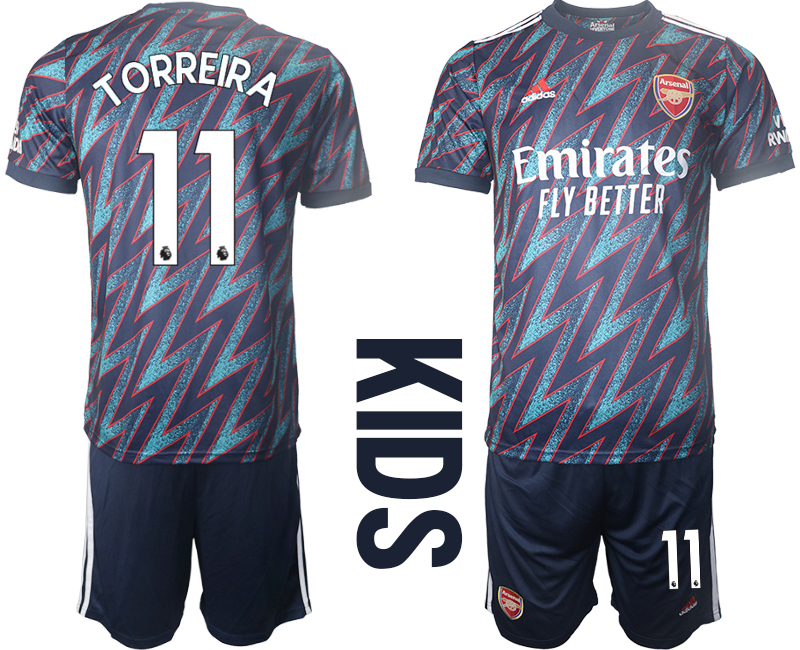 Youth 2021-2022 Club Arsenal away blue #11 Soccer Jersey